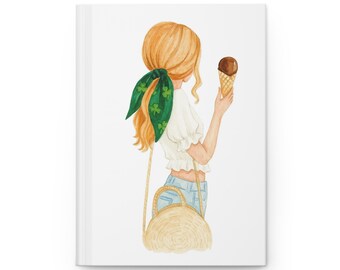 Chic Summer Irish girl Hardcover Journal for Creative Minds, Elegant Diary, Gift for Writers, Journaling, Goal Setting