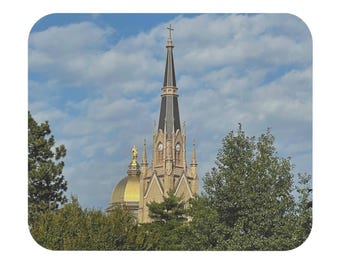 Notre Dame Golden Dome Sacred Heart Basilica Mouse Pad, Nature Desk Accessory, Office Decor, Spiritual Gift, Religious Home Office