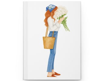 Irish Girl with Spring Flowers Hardcover Journal for Creative Minds, Elegant Diary, Gift for Writers, Journaling, Goal Setting