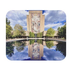 Notre Dame | Hesburgh Library Reflection Pool Mouse Pad | Computer Accessory, Desk Decor, Gift for Students, Nature Lover, Home Office