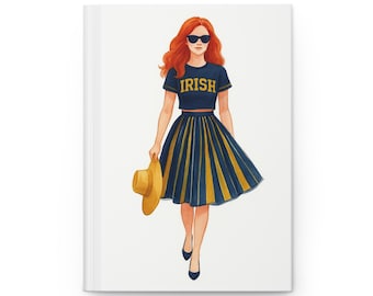Stylish Summer Irish Girl Hardcover Journal for Creative Minds, Elegant Diary, Gift for Writers, Journaling, Goal Setting