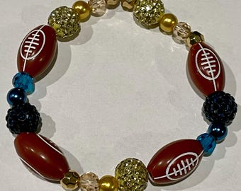 Handmade Blue & Gold Football bracelet (Small)