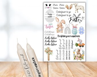 Candle tattoo, DIN A4 sheet, stickers for candles, candle stickers, water slide film