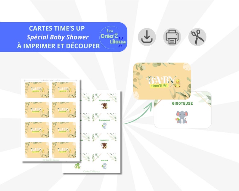 Tarjetas especiales de Baby Shower para imprimir de Time'S Up - Tema jungla femenina imagen 1