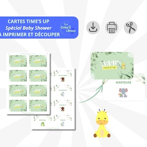 Cartes Time'S Up spécial Baby Shower à imprimer - Thème jungle