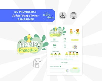 Juego de predicción para baby shower con temática de jungla para imprimir en PDF (en francés)
