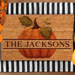 Personalized Pumpkin Fall Welcome Doormat: Autumn Decor