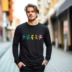 Grateful Dead Iconic Dancing Bears long sleeve Tshirt, Unisex Tee , Deadhead Shirt, Gift for Her/Him, Dead and Company, Music lover