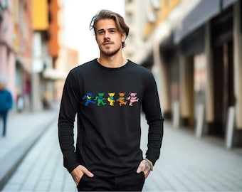 Grateful Dead Iconic Dancing Bears long sleeve Tshirt, Unisex Tee , Deadhead Shirt, Gift for Her/Him, Dead and Company, Music lover