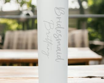 Personalized Engraved 20oz Skinny Tumbler | Stainless Steel Insulated  | Bridesmaid | Custom Skinny | Wedding Party Gift