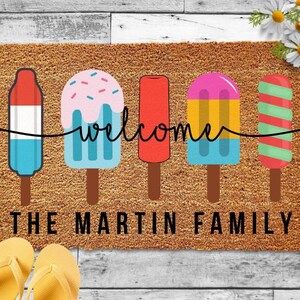 Personalized Welcome Popsicle Doormat, Summer Doormat, Fourth of July Doormat, Summer Decor,Summer Porch Decor,Summertime Outdoor Pool Decor