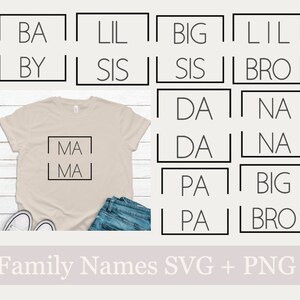 Familie SVG | Mama | Dada | Broeder | Zuster | Weinig | Groot | Schatje | Nana | Papa