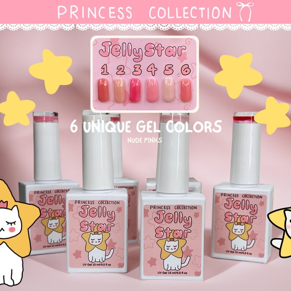 Princess Collection - Nude pink, base pink, UV GEL jelly, gel nails, kawaii, classy. cute PINK Gel Polish Set