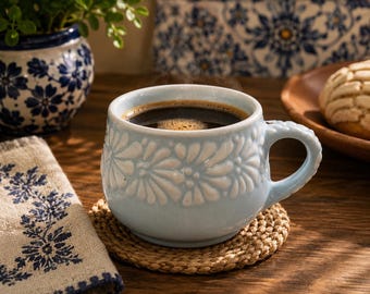 Talavera Coffee Cup Hand Painted 10 oz - Taza Chocolatera de Talavera