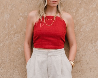 Mexican Red Blouse -  Blusa de Telar de Pedal hecha en Oaxaca