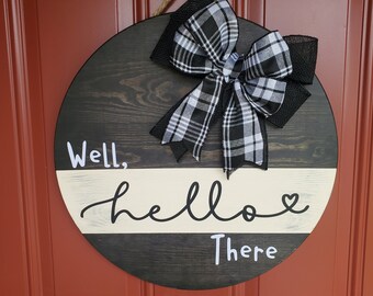 Black Hello Door Hanger Sign