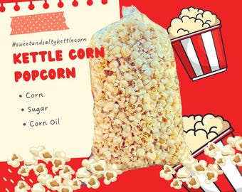 15 Ounce Bag-Homemade Sweet & Salty Kettle Corn – Freshly Popped Gourmet Snack