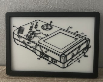 Gameboy patent wall art 3d printed