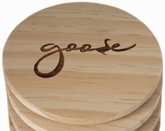 Goose | Coasters | Etched | Set of 4 | Cork or Wood