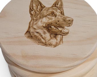 German Shepherd Coasters or Magnets Set – Engraved Wood, Dog Lover Gift, Ready to Ship, Laser Engraved, Wooden