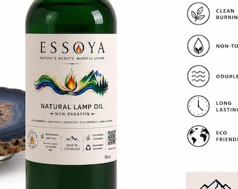 ESSOYA Natural Lamp Oil | Clean Burning, Non-Toxic, Odorless, Eco-Friendly Refill