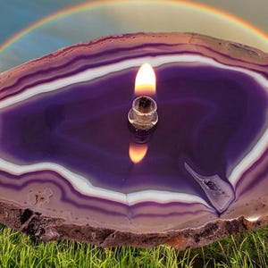 Purple Oil Lamp Agate Forever Wick Candle for meditation gift for friend purple spa gift