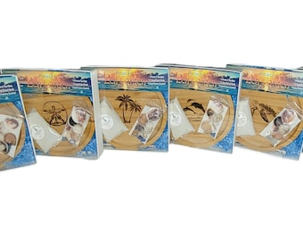Beach Zen Garden – Etched Bamboo Tray, Seashells, Sand, Rake