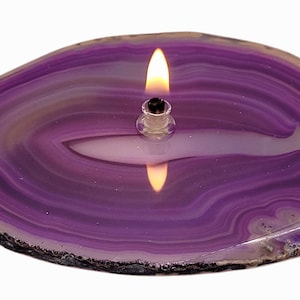 Unique gift idea for her Agate Candle Purple Handmade Rock Candle relaxation and meditation gift