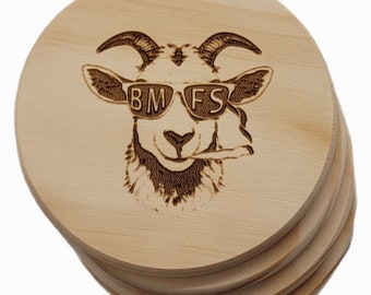 Billy Strings | Smoking Goat | BMFS |Coasters | Etched | Set of 4 | Wood or Cork