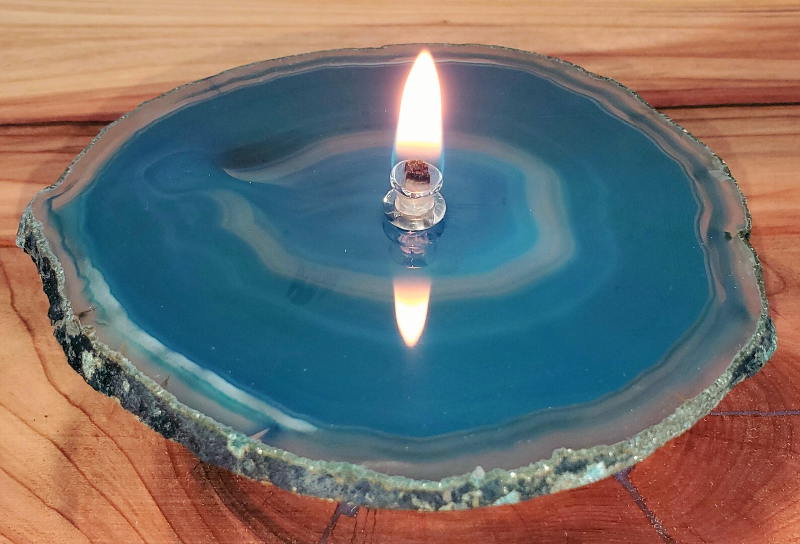 Agate Candle Large Teal Handmade Rock Candle FREE Starter Kit Etsy