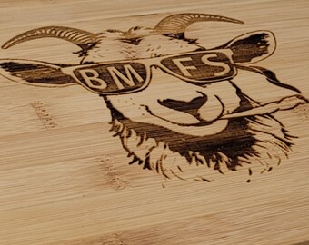 BMFS - Billy Strings - Smokin Goat -  Large 12"x9" - Etched Bamboo Cutting Board / Serving Board - Billy Strings Gifts