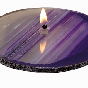 Natural Crystal Purple Agate Gift Oil Lamp for candle or rock lover