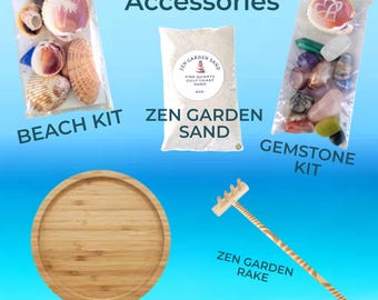 Desktop Zen Garden Kit – Bamboo Tray, Sand, Rake, Gemstones