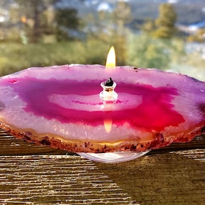 Agate Candle Pink Handmade Rock Candle Unique Home Decor Gift for Her