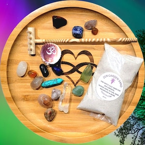 Infinity Heart Zen Garden Gemstone Crystal Zen Garden Japanese Zen Garden  Desk Zen Garden  Mini Zen Garden  Zen Garden Kit
