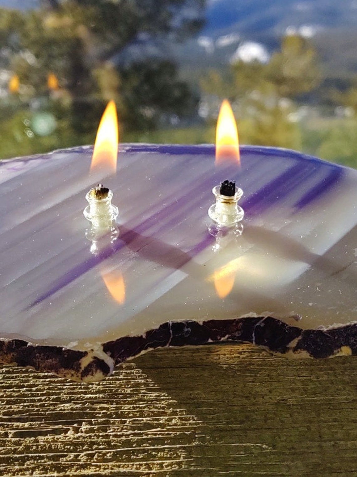 Agate Candle Large Purple 2 Wick Handmade Rock Candle FREE Etsy Australia