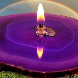 Purple Oil Lamp Agate Forever Wick Candle for geode gift for friend purple with gift box