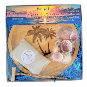 Palm Tree Zen Garden, Mini Beach Zen Garden, Shell Zen garden, Sand, Sea Shells, Mini Zen Garden, Palm Tree Gift for desktop Zen garden