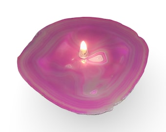 Pink Agate Candle Gift | Forever Wick, Wax-Free Geode Slice