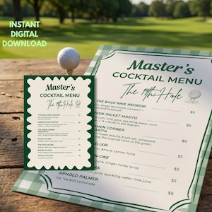 Editable Golf Masters Drink Menu Template, Golf Party Bar Menu Sign, Golf Theme Party Decor, Par Tee Birthday Drink Menu, Canva Template