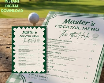 Editable Golf Masters Drink Menu Template, Golf Party Bar Menu Sign, Golf Theme Party Decor, Par Tee Birthday Drink Menu, Canva Template