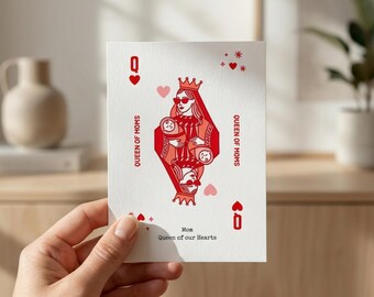 Mother’s Day Printable Card, Queen of Moms Card, Funny Cute Mom Card, DIY Folded 5x7 Card, Instant Download PDF, Print at Home