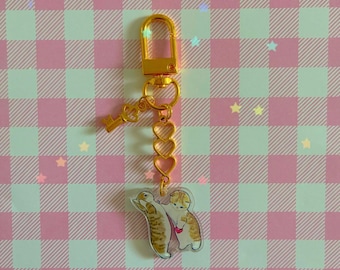 Portachiavi Mofusand Cat: chiave a forma di cuore, ama i gatti, estetica Kawaii, accessorio