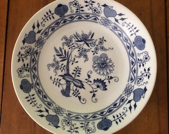 9 RARE Hollow Blue Onion Plates from the famous Bohemia PORCELAIN - Made in Czechoslovakia Bohemia Inglazed Brand - Limited Edition