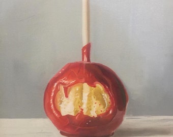 Yummy Candy apple oil painting original painting on stretched canvas  charming oil painting wall art