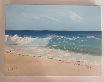 Beach waves oil painting original painting on stretched canvas  charming oil painting wall art