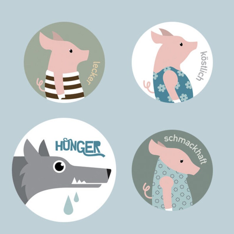3 little pigs \u00b7 Designkiosk 4 MAGNETS SET