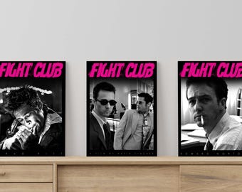 Fight Club Movie Poster Set: Minimalist Room Wall Art (Digital Download)