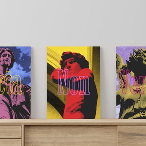 Set di poster Acta Non Verba Halftone: decorazione murale per sala giochi (download digitale)
