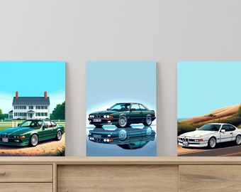 BMW 8 Series Pixel Art Poster Set: Retro Gaming Room Decor (Digital Download)